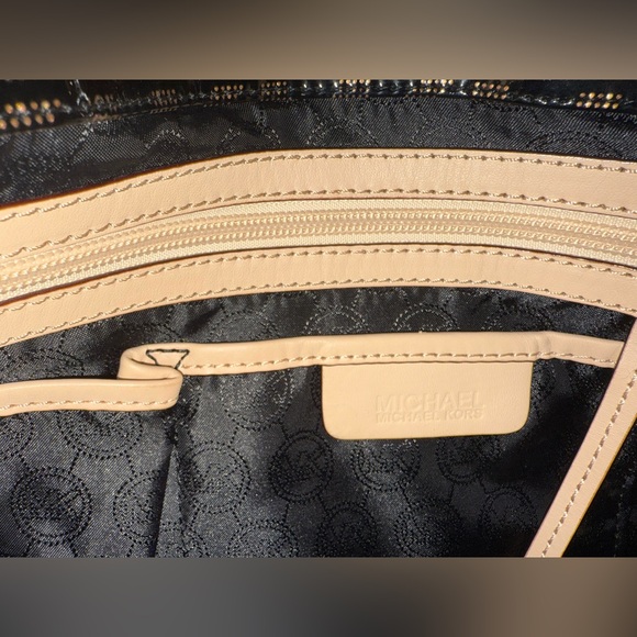 Michael Kors Black and Tan Signature Backpack - Picture 5 of 15